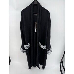 NWT $368.00 Max Sport Womens Knit Long Cardigan Duster Sweater Black Sz XL